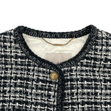 モンクレール MONCLER ELIADI ノーカラーツイードダウンジャケット ブラック ウール レディース ダウンジャケット