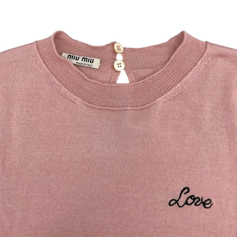 ミュウミュウ miu miu Love刺〓ニットカットソー MML140 ピンク ウール カットソー レディース 中古 ミュウミュウ miu miu Love刺繡ニットカットソー MML140 ピンク