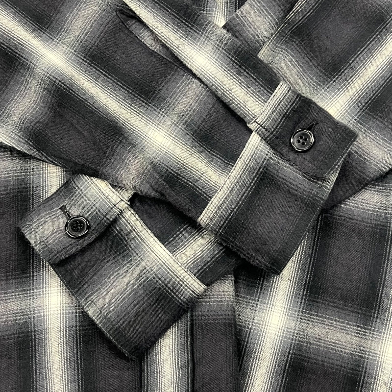 サンローラン SAINT LAURENT オンブレチェックフランネルシャツ 393703 XL グレー×ブラック コットン/リヨセル レディース 長袖シャツ