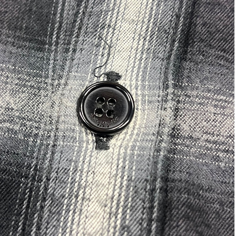 サンローラン SAINT LAURENT オンブレチェックフランネルシャツ 393703 XL グレー×ブラック コットン/リヨセル レディース 長袖シャツ