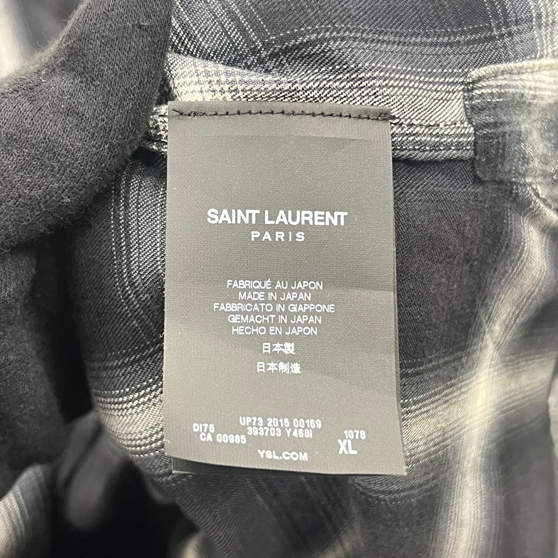 サンローラン SAINT LAURENT オンブレチェックフランネルシャツ 393703 XL グレー×ブラック コットン/リヨセル レディース 長袖シャツ