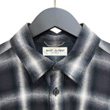 サンローラン SAINT LAURENT オンブレチェックフランネルシャツ 393703 XL グレー×ブラック コットン/リヨセル レディース 長袖シャツ