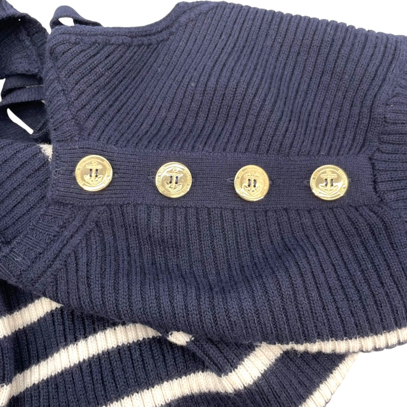 クリスチャン・ディオール Christian Dior マリニエール マリンボーダー ニットトップス 344S02AM233 ネイビー ウール レディース ニット