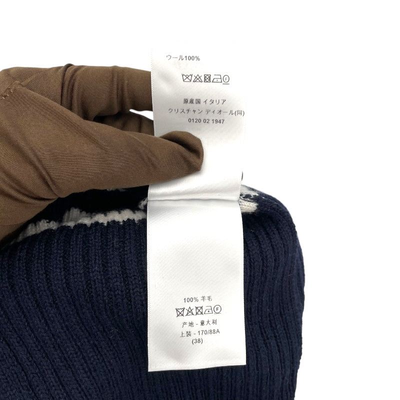 クリスチャン・ディオール Christian Dior マリニエール マリンボーダー ニットトップス 344S02AM233 ネイビー ウール レディース ニット