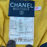 シャネル CHANEL ヴィンテージノーカラーツイードジャケット イエロー コットン レディース ノーカラージャケット