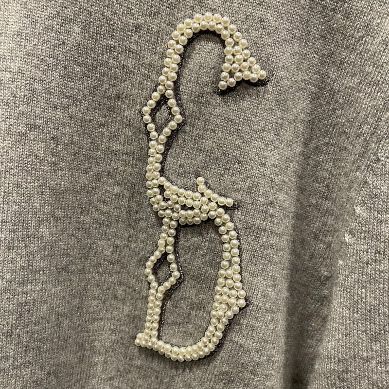 クリスチャン・ディオール Christian Dior パールCDロゴカシミヤニットセーター 343M640AT721 グレー カシミヤ メンズ セーター