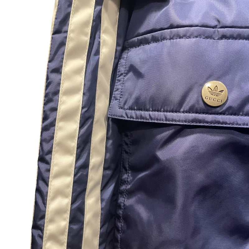 グッチ GUCCI x ADIDAS スリーストライプスナイロントラックパンツ ブルー ナイロン メンズ パンツ