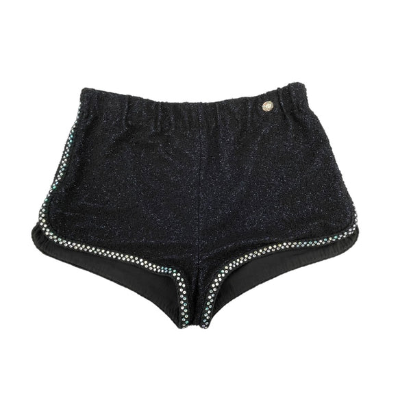 シャネル CHANEL ラインストーン装飾ツイードショートパンツ P76329 ブラック コットン レディース ショートパンツ