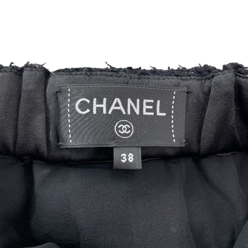 シャネル CHANEL ラインストーン装飾ツイードショートパンツ P76329 ブラック コットン レディース ショートパンツ