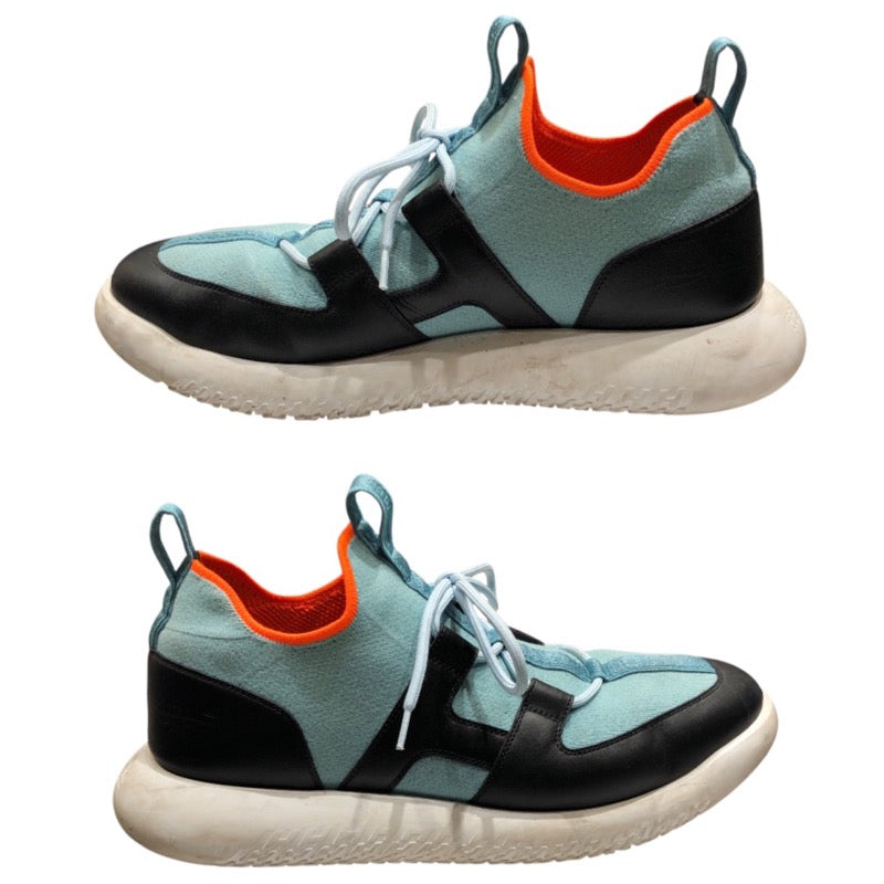 エルメス HERMES デュエル ローカットスニーカー ブルー レザー