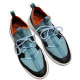 エルメス HERMES デュエル ローカットスニーカー ブルー レザー/キャンパス メンズ スニーカー
