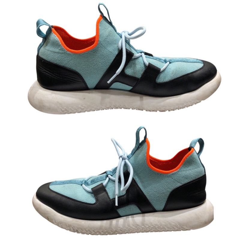 エルメス HERMES デュエル ローカットスニーカー ブルー レザー/キャンパス メンズ スニーカー