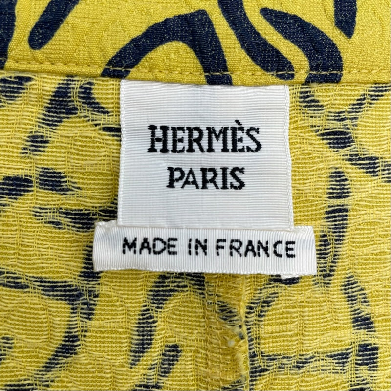 エルメス HERMES 総柄ジャガードワイドパンツ 4E3424DH イエロー コットン レディース その他ボトムス