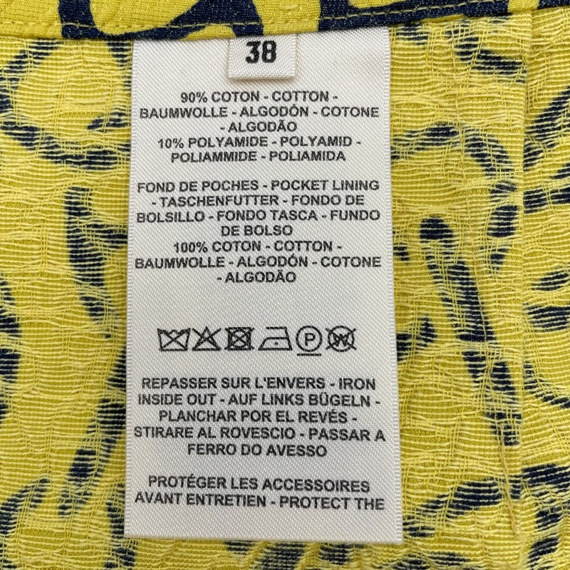 エルメス HERMES 総柄ジャガードワイドパンツ 4E3424DH イエロー コットン レディース その他ボトムス