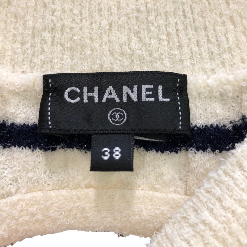 シャネル CHANEL ココマーク P74153 ホワイト×ネイビー ウール(55%)/アクリル(23%)/ポリエステル(22%) レディース ワンピース