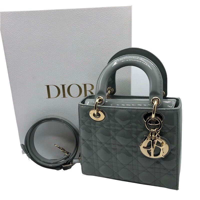 クリスチャン・ディオール Christian Dior レディディオールスモール M0531OWCB グレー×SV金具 エナメル レディース |  中古ブランドリユースショップ OKURA(おお蔵)