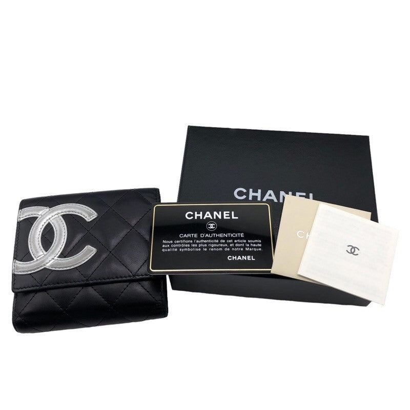 シャネル CHANEL カンボンライン 二つ折り財布 A50099 ブラック レザー ...