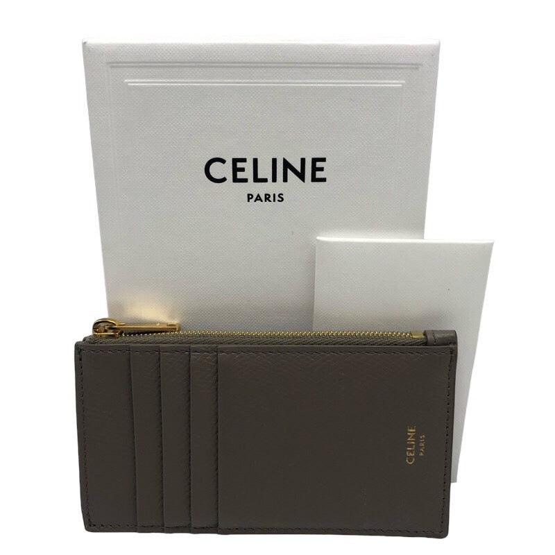 セリーヌ CELINE ジップド コンパクトカードホルダー 10J893 ぺプル×GD金具 ドラムドカーフ レディース カードケース