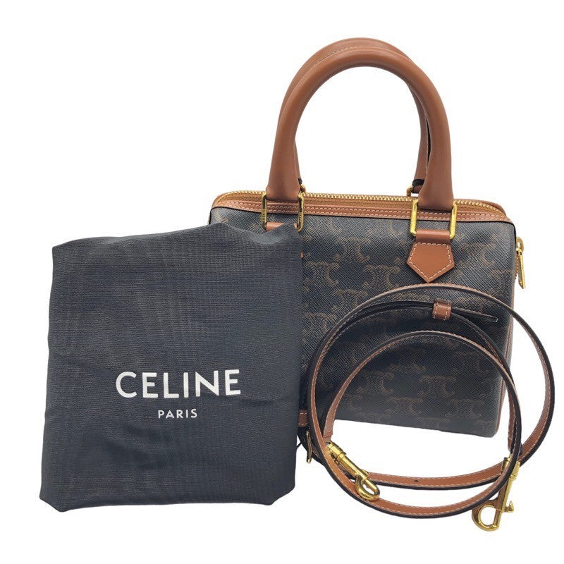 セリーヌ CELINE スモールボストンバッグ 197582 タン×GD金具 キャンバス トリオンキャンバス レディース ボストンバッグ