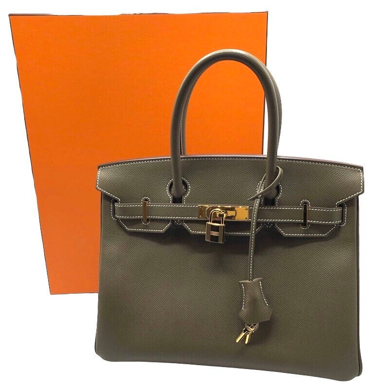 エルメス HERMES バーキン30 □Ｒ刻 エトゥープ/GD金具 エプソン レディース ハンドバッグ