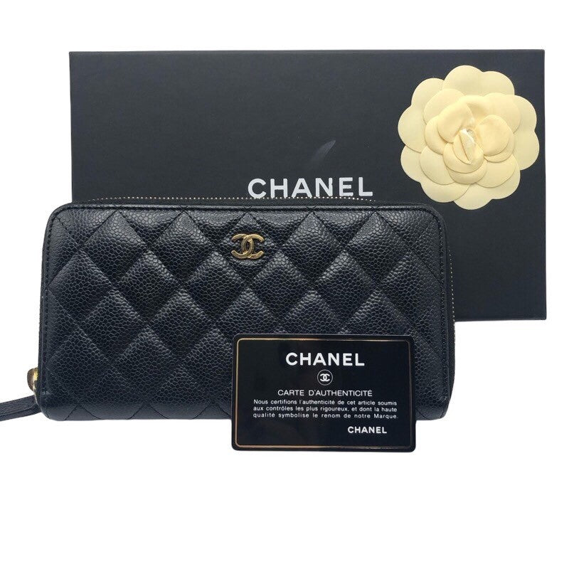 シャネル CHANEL マトラッセロングジップウォレット A50097 キャビアスキン／GD レディース 長財布