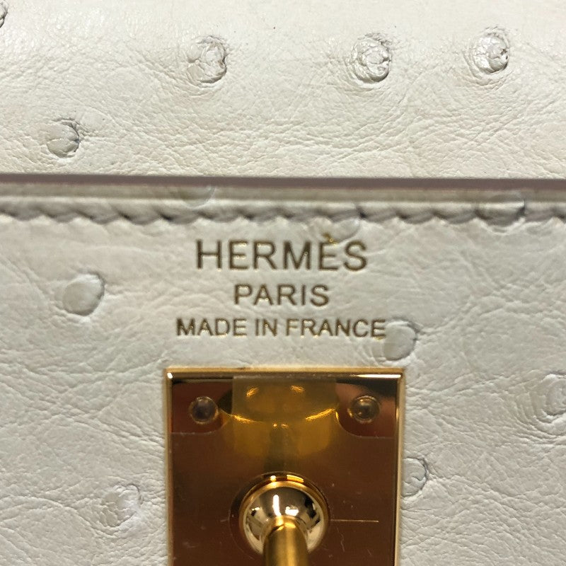 エルメス HERMES ケリー25 外縫い B刻 ベトン ゴールド金具 オーストリッチ レディース ハンドバッグ