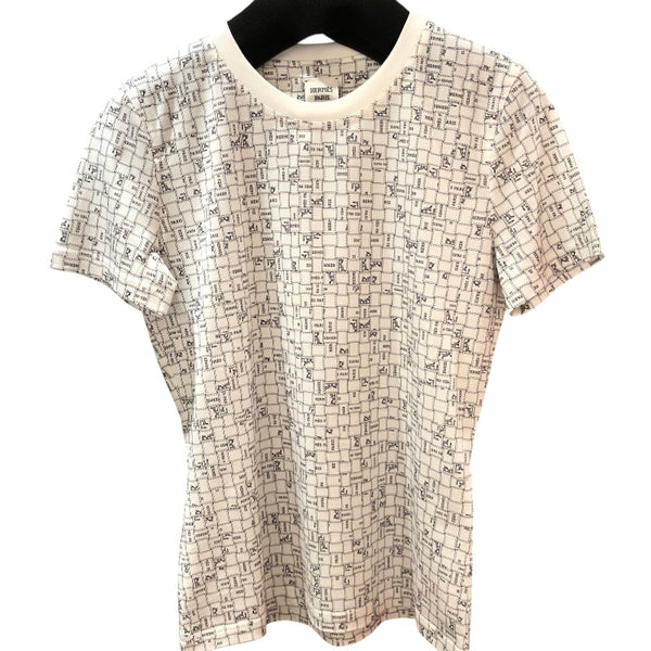 エルメス HERMES ボルデュックチェックマイクロTシャツ H5E4645DK ホワイト コットン レディース 半袖Ｔシャツ