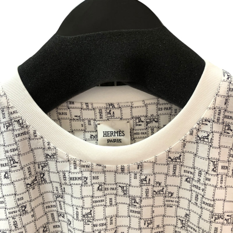 エルメス HERMES ボルデュックチェックマイクロTシャツ H5E4645DK ホワイト コットン レディース 半袖Ｔシャツ