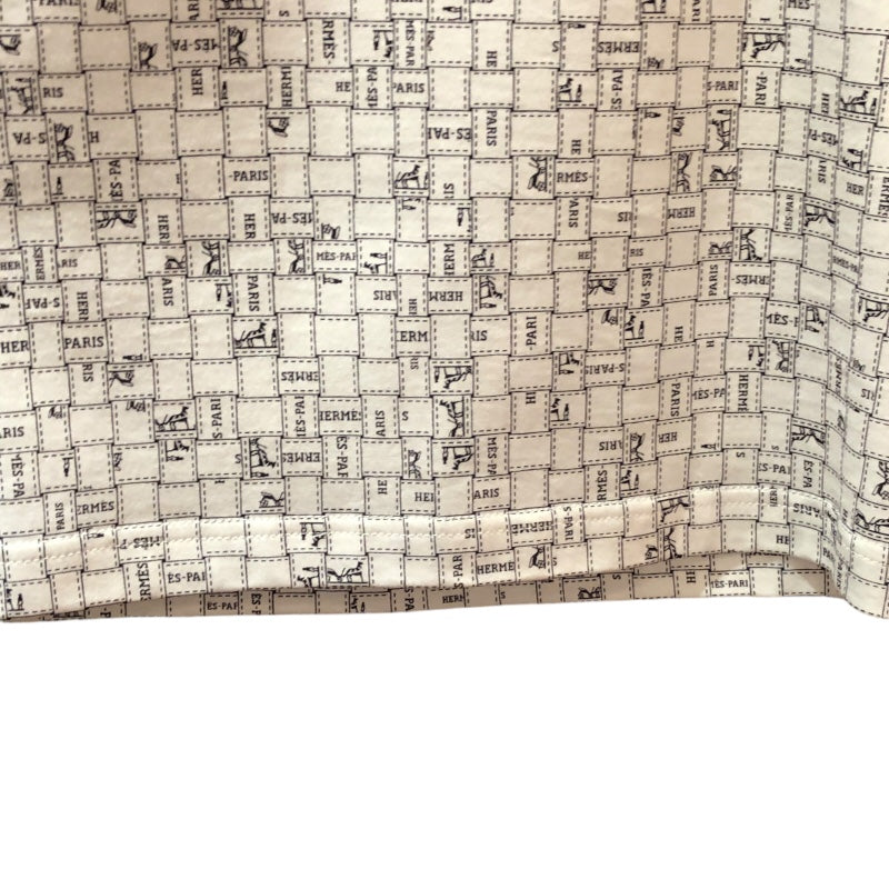 エルメス HERMES ボルデュックチェックマイクロTシャツ H5E4645DK ホワイト コットン レディース 半袖Ｔシャツ