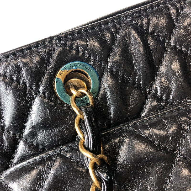 シャネル CHANEL マトラッセチェーントートバッグ ブラック ゴールド金具 エイジドカーフ レディース トートバッグ