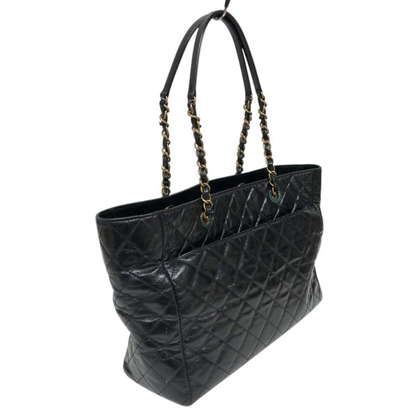 シャネル CHANEL マトラッセチェーントートバッグ ブラック ゴールド金具 エイジドカーフ レディース トートバッグ