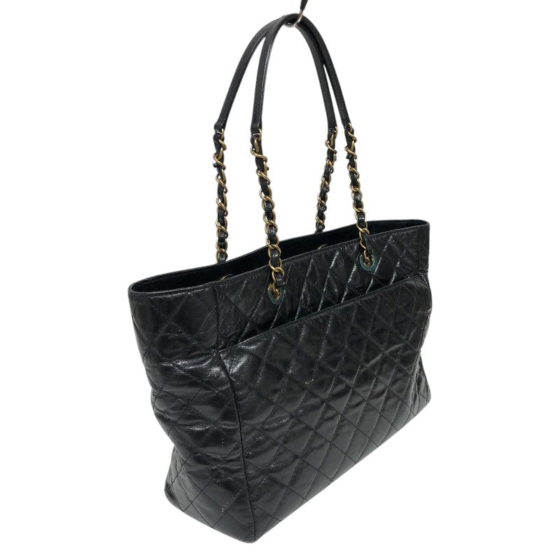 シャネル CHANEL マトラッセチェーントートバッグ ブラック ゴールド金具 エイジドカーフ レディース トートバッグ