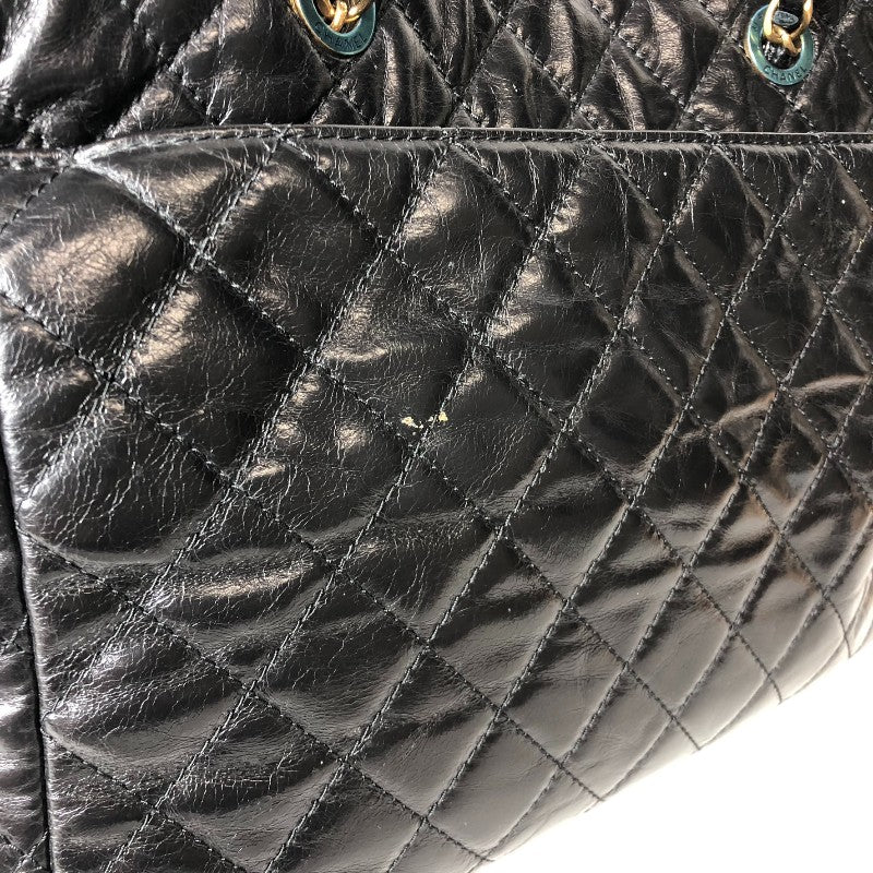 シャネル CHANEL マトラッセチェーントートバッグ ブラック ゴールド金具 エイジドカーフ レディース トートバッグ