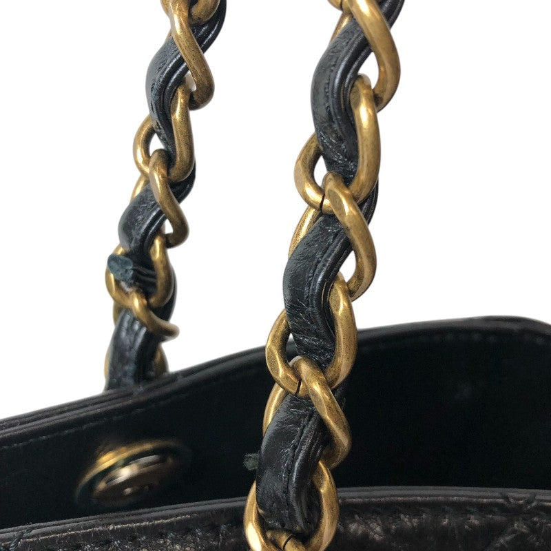シャネル CHANEL マトラッセチェーントートバッグ ブラック ゴールド金具 エイジドカーフ レディース トートバッグ