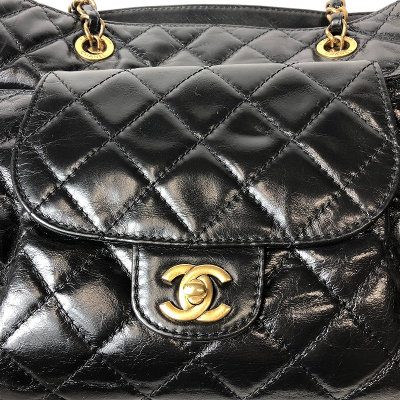 シャネル CHANEL マトラッセチェーントートバッグ ブラック ゴールド金具 エイジドカーフ レディース トートバッグ
