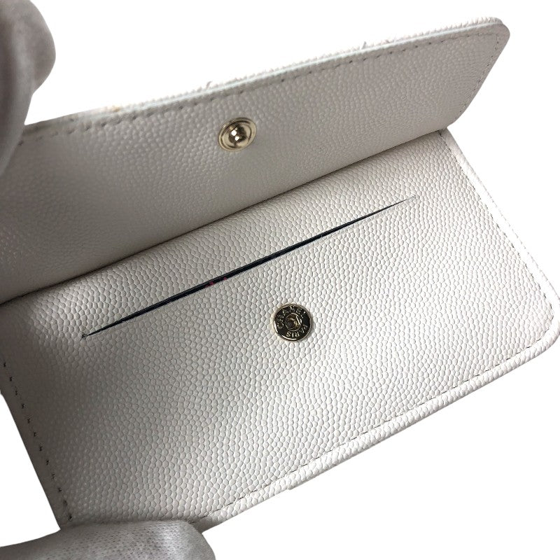 シャネル CHANEL マトラッセ コインカードホルダー AP4314 ホワイト キャビアスキン レディース コインケース