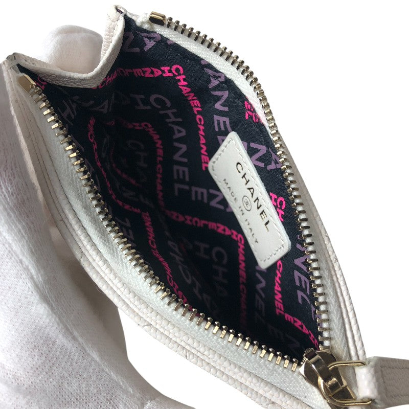 シャネル CHANEL マトラッセ コインカードホルダー AP4314 ホワイト キャビアスキン レディース コインケース