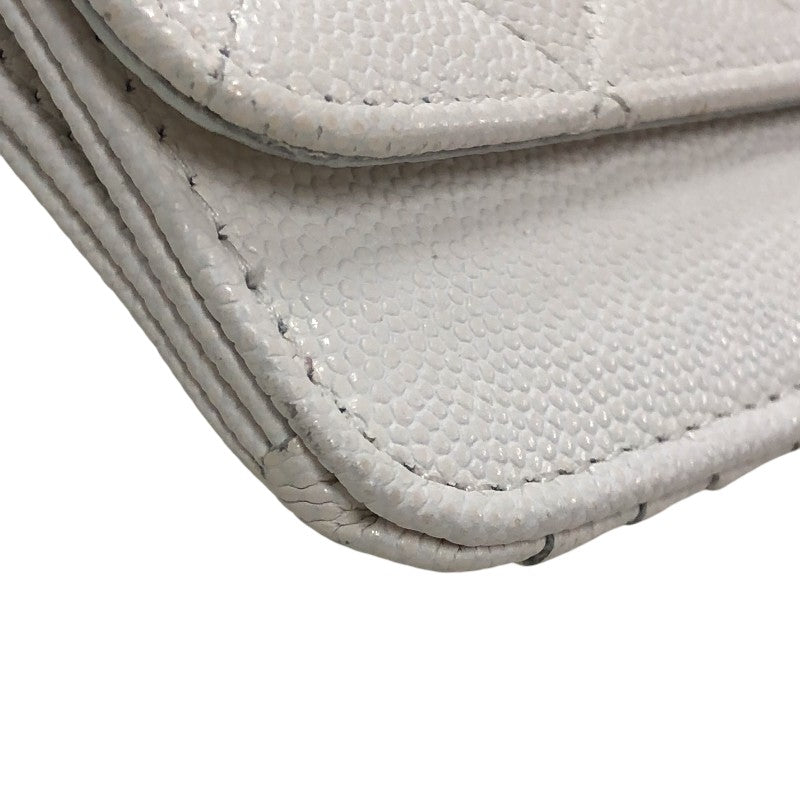 シャネル CHANEL マトラッセ コインカードホルダー AP4314 ホワイト キャビアスキン レディース コインケース