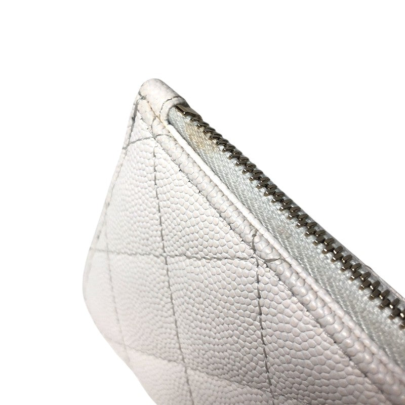 シャネル CHANEL マトラッセ コインカードホルダー AP4314 ホワイト キャビアスキン レディース コインケース