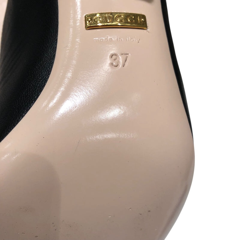 グッチ GUCCI ｽﾘﾝｸﾞﾊﾞｯｸﾞﾊﾟﾝﾌﾟｽ 524646 ブラック レザー レディース パンプス