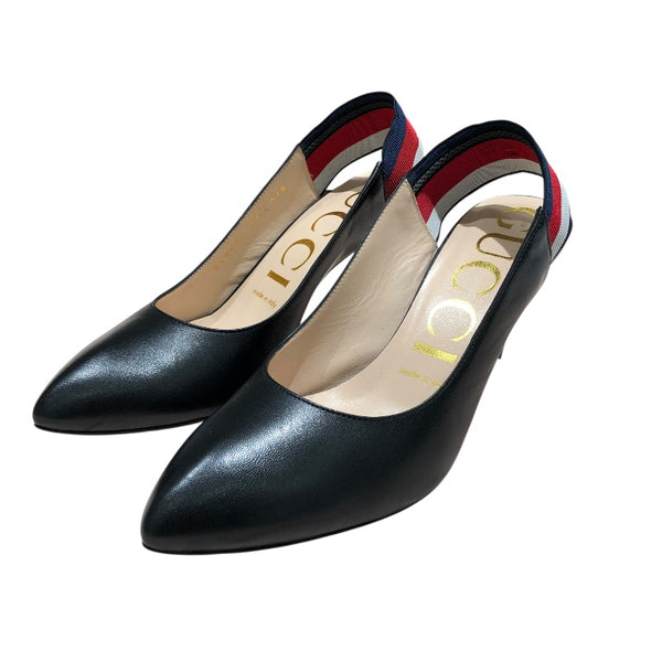 グッチ GUCCI ｽﾘﾝｸﾞﾊﾞｯｸﾞﾊﾟﾝﾌﾟｽ 524646 ブラック レザー レディース パンプス