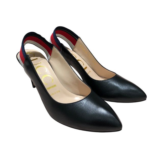グッチ GUCCI ｽﾘﾝｸﾞﾊﾞｯｸﾞﾊﾟﾝﾌﾟｽ 524646 ブラック レザー レディース パンプス
