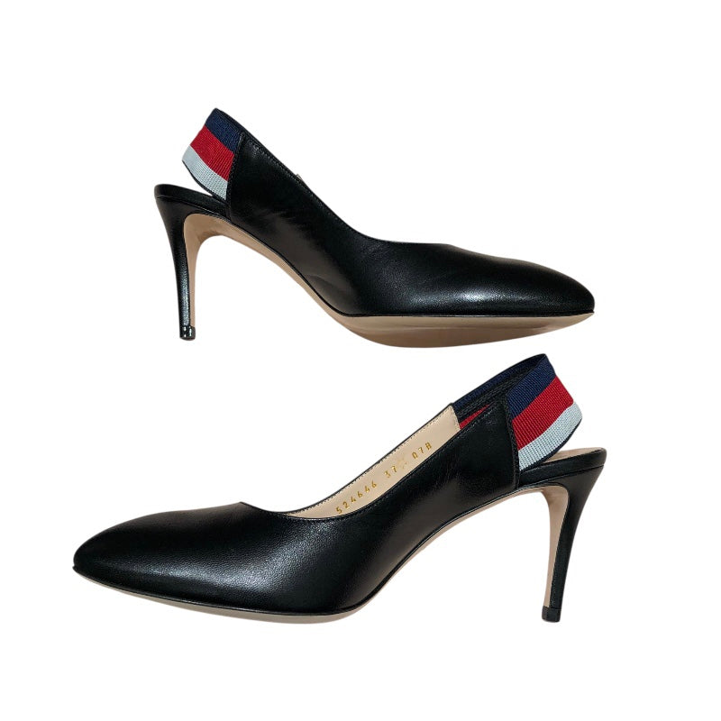 グッチ GUCCI ｽﾘﾝｸﾞﾊﾞｯｸﾞﾊﾟﾝﾌﾟｽ 524646 ブラック レザー レディース パンプス