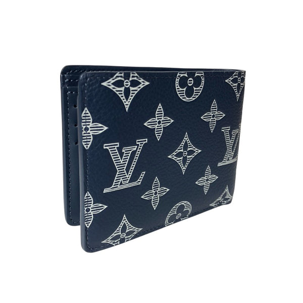 ルイ・ヴィトン LOUIS VUITTON ポルトフォイユ・ミュルティプル M83379 ブルーマリーヌ モノグラム・シャドウ メンズ 二つ折り財布
