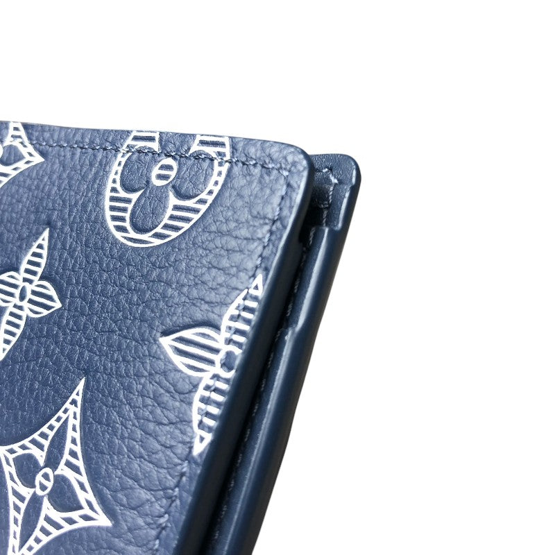 ルイ・ヴィトン LOUIS VUITTON ポルトフォイユ・ミュルティプル M83379 ブルーマリーヌ モノグラム・シャドウ メンズ 二つ折り財布