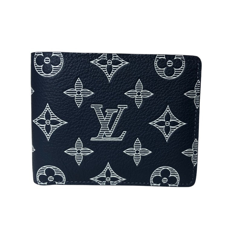 ルイ・ヴィトン LOUIS VUITTON ポルトフォイユ・ミュルティプル M83379 ブルーマリーヌ モノグラム・シャドウ メンズ 二つ折り財布