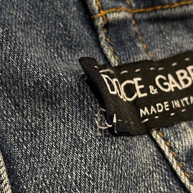 ドルチェ＆ガッバーナ Dolce & Gabbana ロゴ装飾スキニーデニムパンツ FTAQWA ブルー コットン レディース デニムパンツ