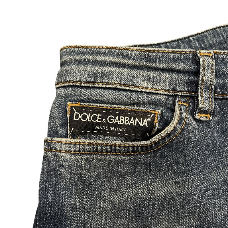 ドルチェ＆ガッバーナ Dolce & Gabbana ロゴ装飾スキニーデニムパンツ FTAQWA ブルー コットン レディース デニムパンツ