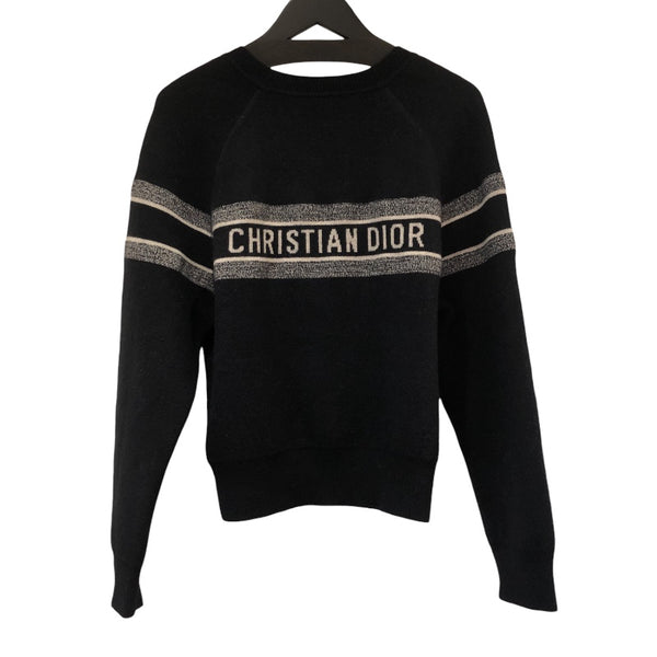 クリスチャン・ディオール Christian Dior オブリーク柄リバーシブルニット 054S55AM055 ネイビー ※素材については画像を参照ください。 レディース セーター