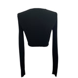 プラダ PRADA ロゴクロップド ニットセーター P24S1G ブラック シルク レディース セーター